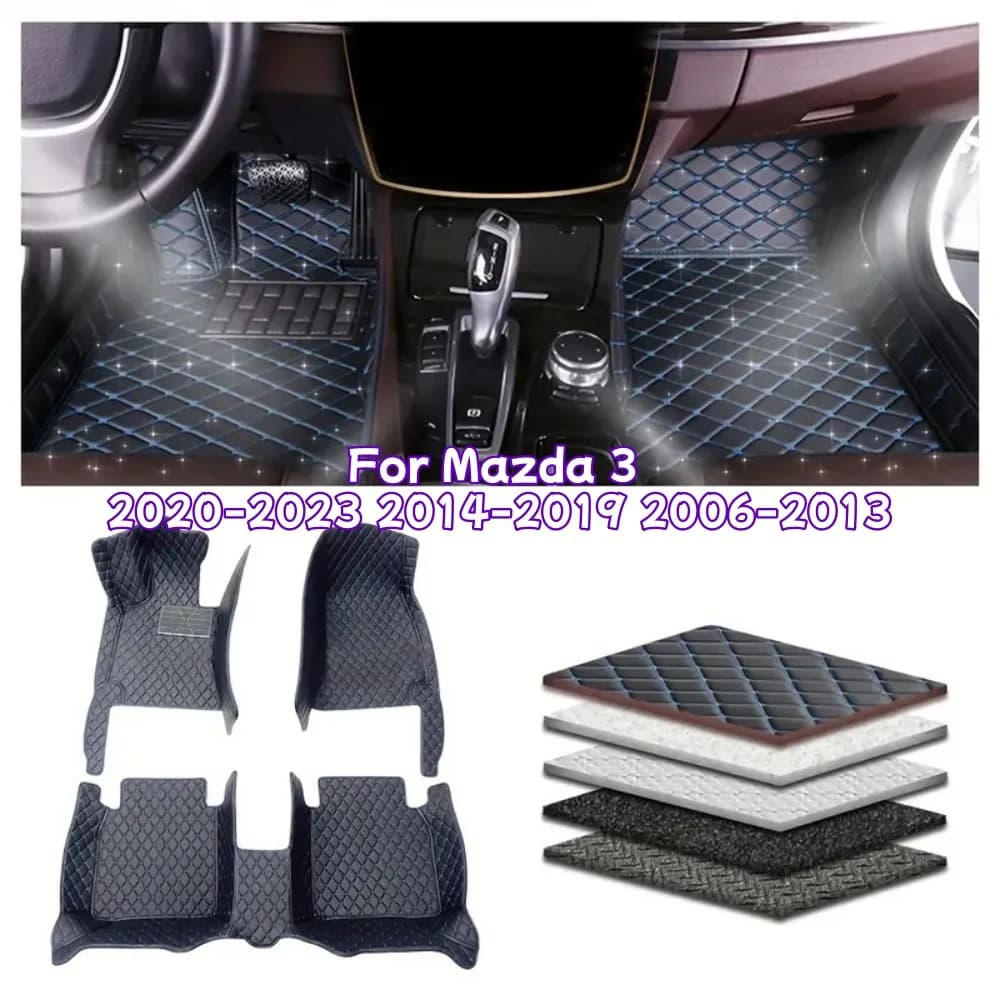 Tappetino per auto personalizzato per Mazda 3 2020-2023 2014-2019 2006-2013 Dettagli interni auto Accessori Tappeto automatico resistente all'usura
