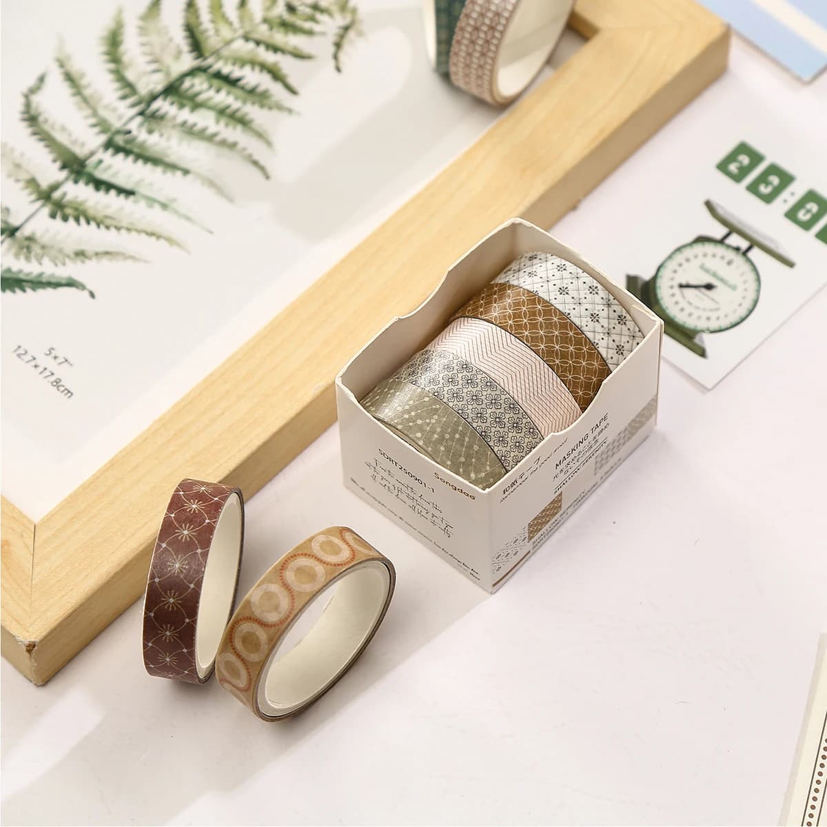 5 rotoli di nastro washi di carta, nastro decorativo estetico minimalista, per diari fai da te, pianificatori, quaderni proiettili, regali fatti a mano