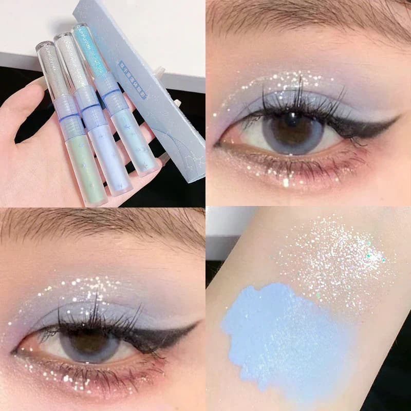 Cappuvini 2 in 1 ombretto liquido blu verde paillettes opache trucco per occhi perlescente sdraiato baco da seta illuminante trucco strumento di bellezza