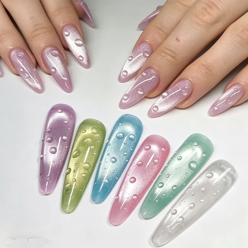 Gel for Nails Effect Water Drop 15ML, Top Coat Transparent, 3D Gel Crystal, Effetto Bolle Estivo, Gel Nails Without Residues #