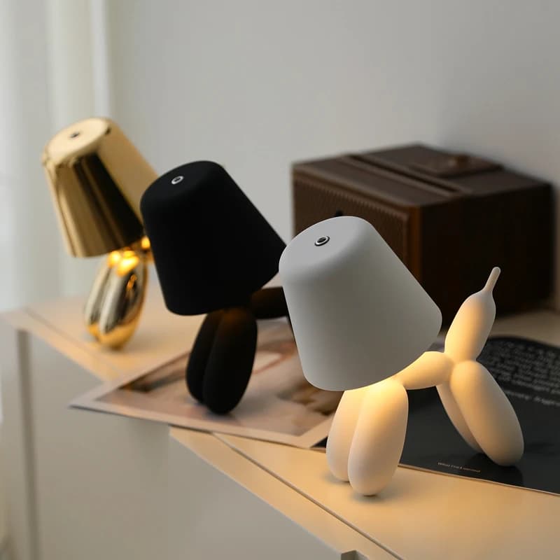 Lampada da tavolo per cuccioli Robot Palloncino Lampade da scrivania per cani Barra ricaricabile USB Luci notturne Lampade ambientali da comodino per camera da letto per bambini