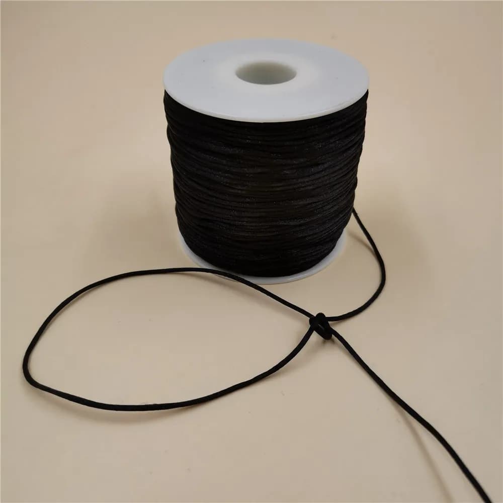 1mm 50 meters Round Corda Black Raso Rattail Polyester Nylon Cables String Node Chinese Cable FAI Bracelet by You Create Jewelry Supply