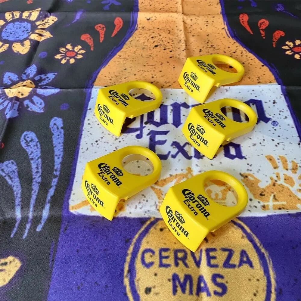 Set di 6 clip per bottiglia di birra Corona-Rita, porta bottiglia di birra, per bicchieri Schooner e calice (3 gialli + 3 blu)