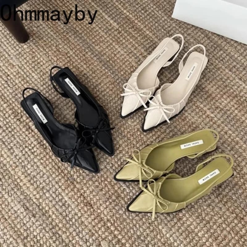 Women's Summer Sandals with Closed Toe, Elegant Mules with Low Heel, Comfortable Ceremony Shoes