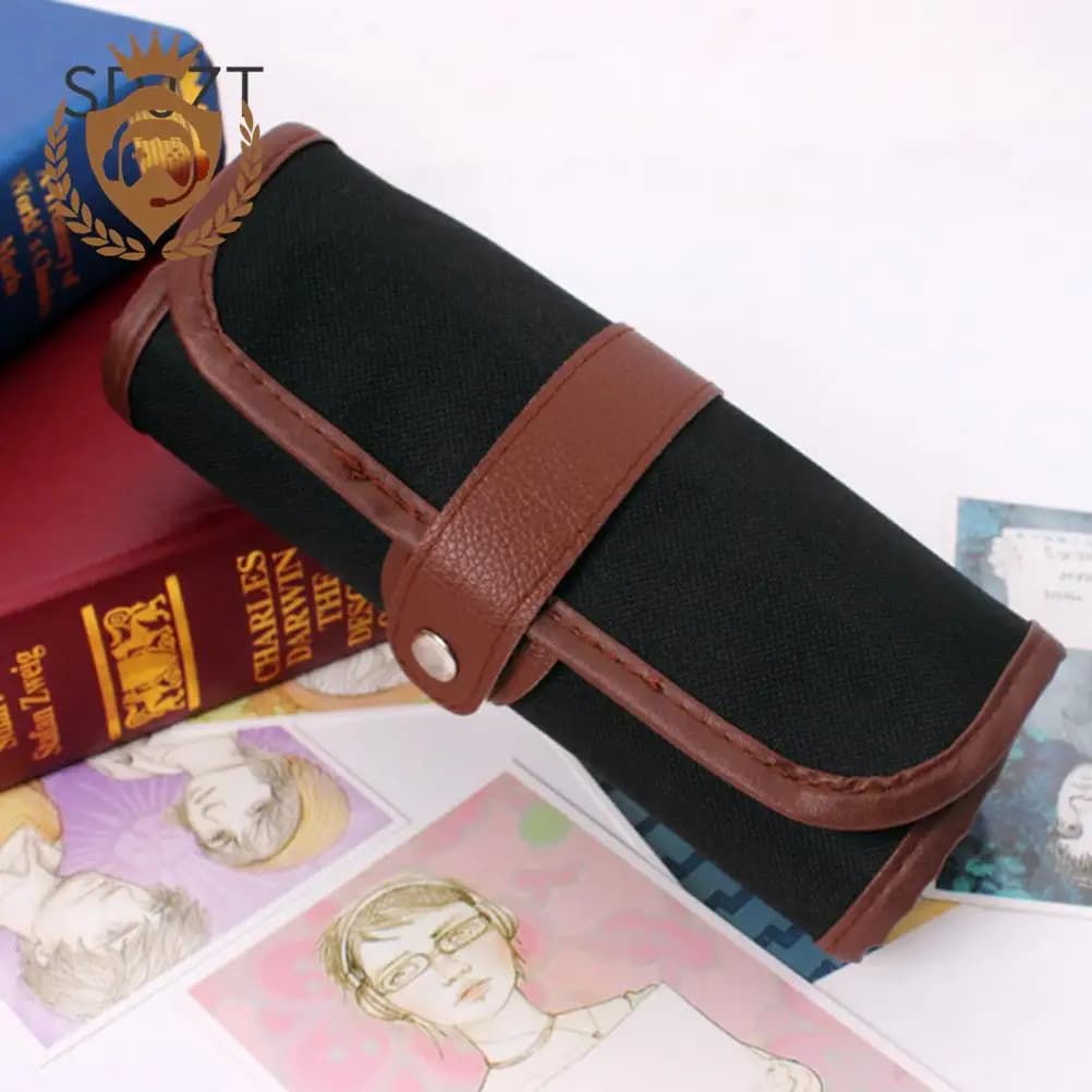 Astuccio per matite arrotolabile per artisti Astuccio per matite per artisti a 24 fori Astuccio per penne per pennelli in rotolo per studenti Borsa da scuola per ufficio per trucco in tela retrò