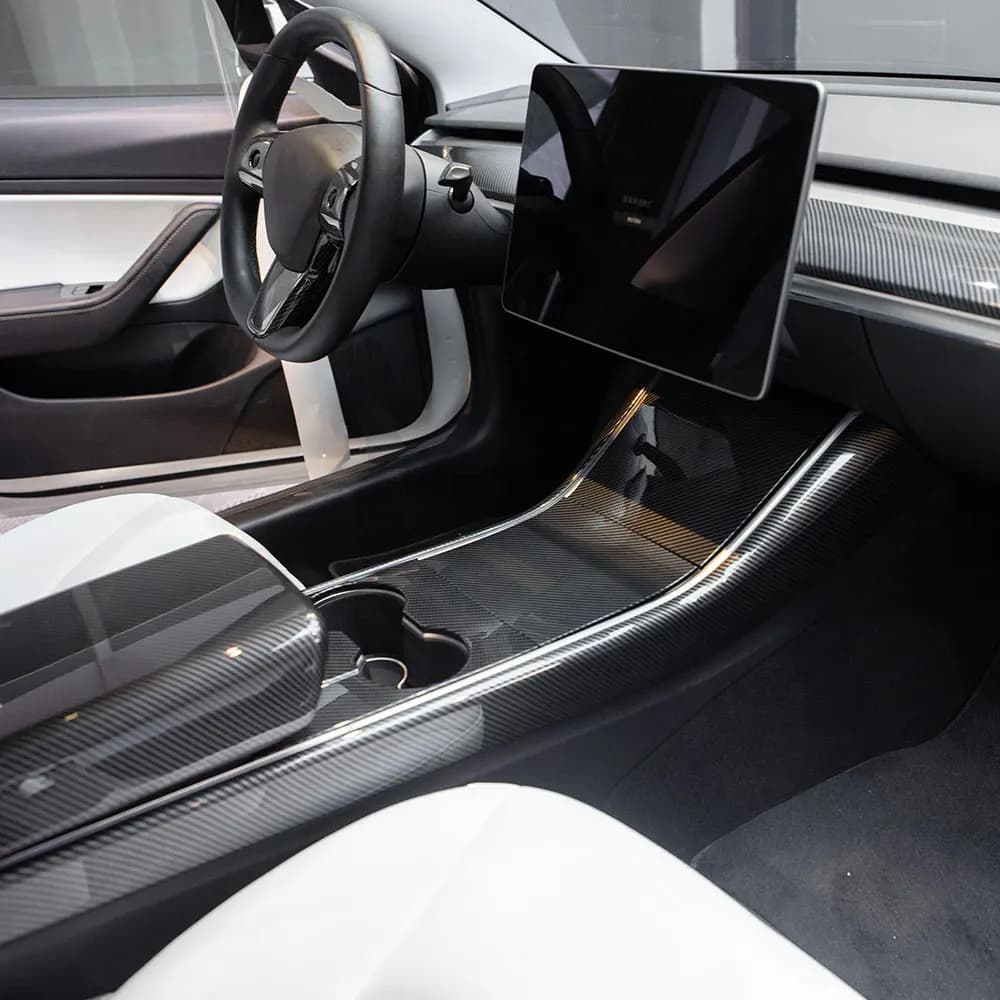Side Strip Decorative Trim For Tesla Model 3 17-20 Matte Carbon fiber ABS Center control Patch
