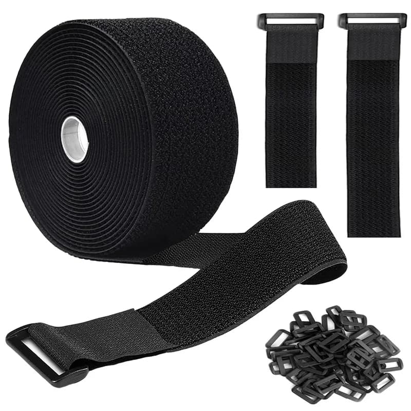 Cinghie a gancio e anello larghe 5 m 5 cm con 12 fibbie Fascette regolabili resistenti Fascette di fissaggio riutilizzabili per riporre l'organizzatore