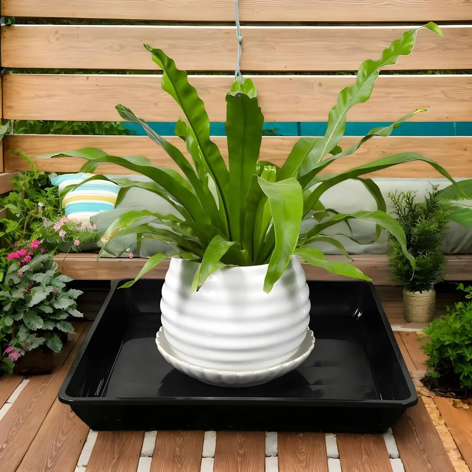 Sottovasi per Piante da Interno, Set di 2 Pezzi Quadrati, Piatti Raccogli Gocce per Vasi da Fiori, Sottovasi per Giardinaggio, Semina e Germinazione