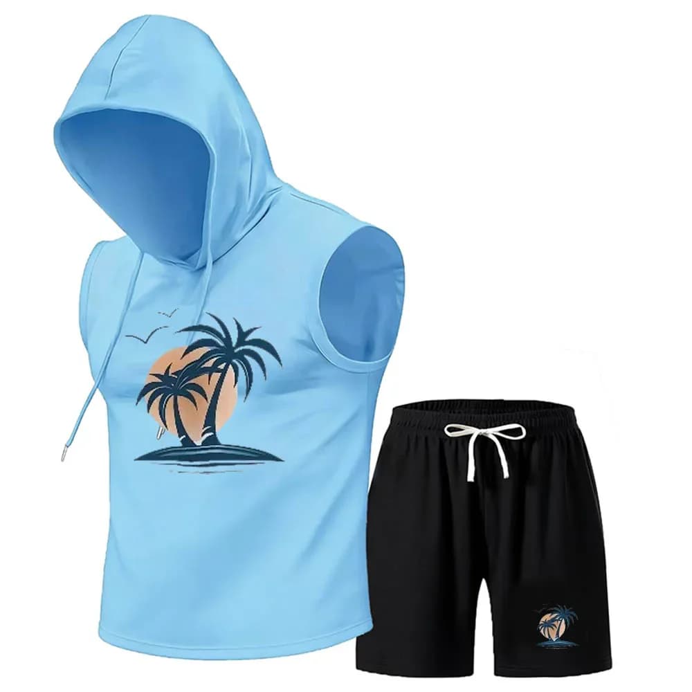 Men's Sets 2026 Summer Fashion T Shirts Casual Polyester Shorts Set Men's Sporty Two-piece Outfit Basketball Tracksuits