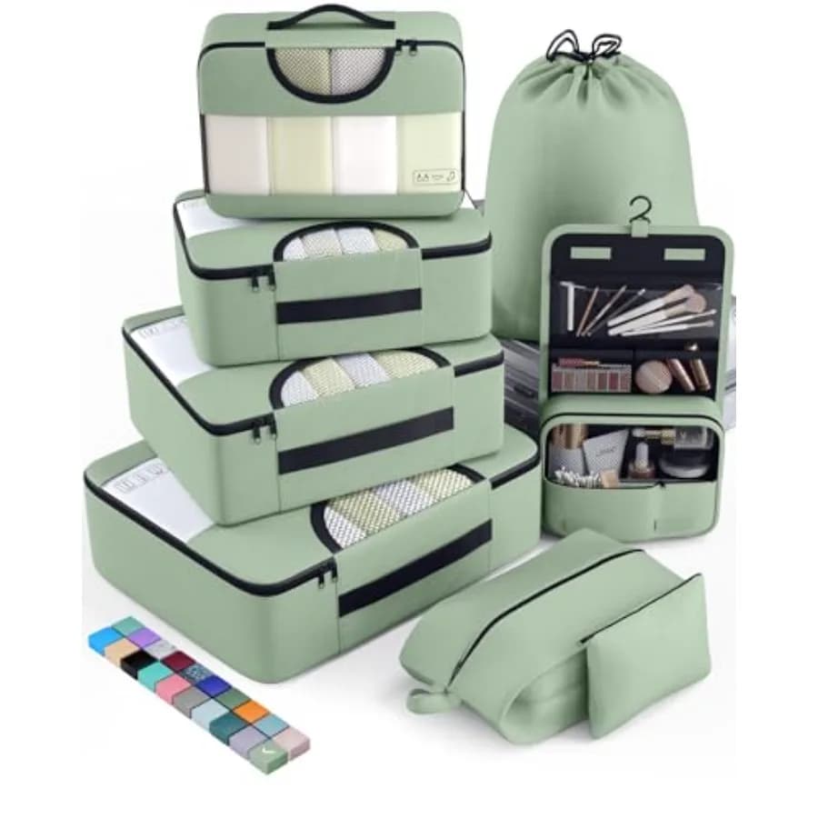 8 Set Packing Cubes for Travel Essentials Suitcase Organizer Bags in 4 Sizes Carry-On Luggage Accessories with Large Laundry Ha