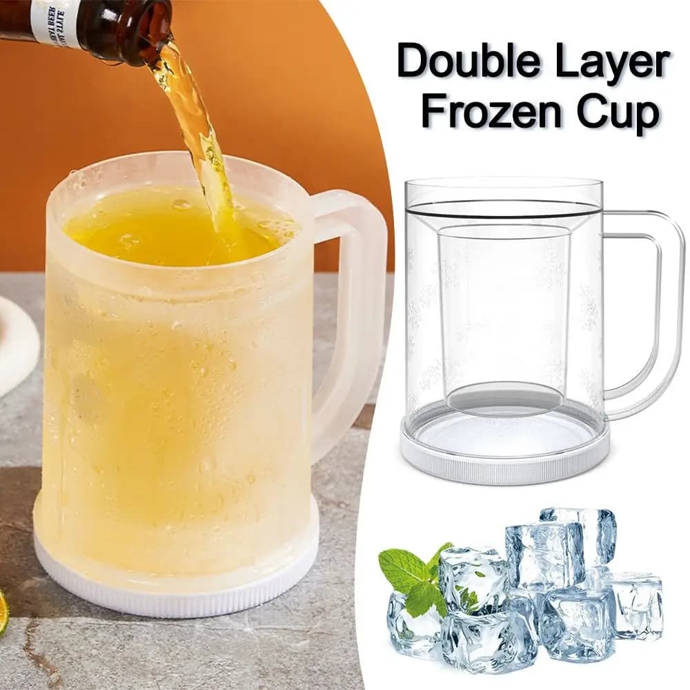 con manico Frigorifero liquido Tazza congelata PET/PP Tazze per ghiaccio con congelatore a doppia parete da 20 once Tazze per birra con congelatore addensato