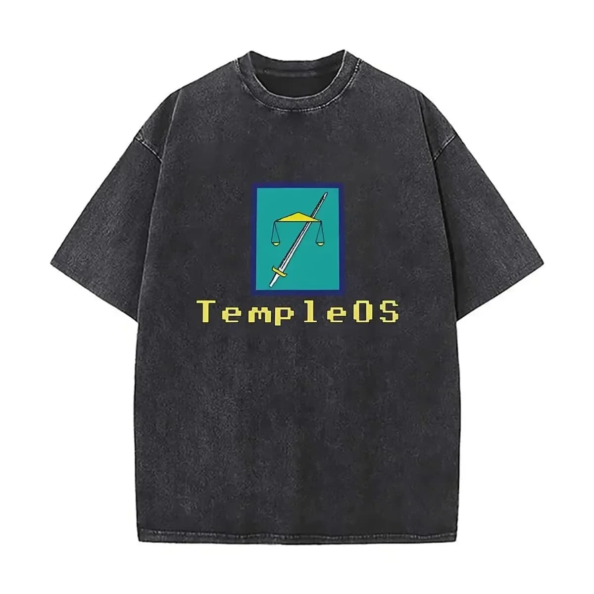 TempleOs Merch 2025 Serie Sport Golf, T-Shirt in Cotone 100% Lavato Stile American Vintage, T-Shirt Street Hip-Hop Punk