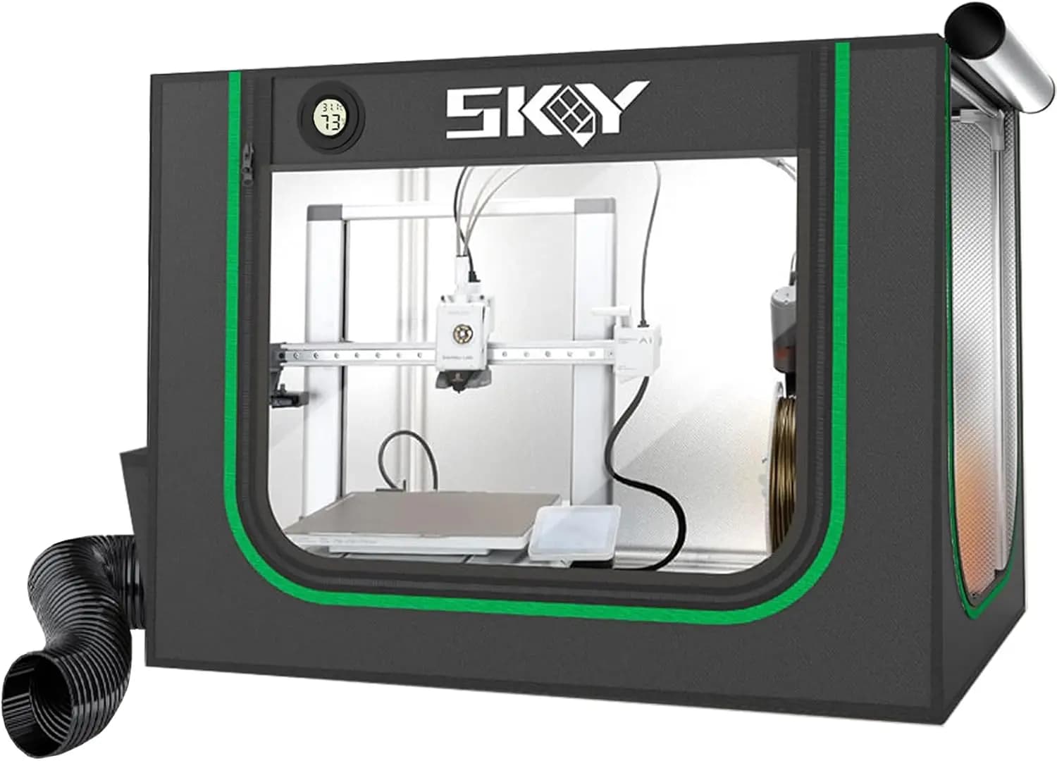 Copertura per stampante 3D con luce LED, telaio in ferro, kit ventola, termoigrometro, copertura ignifuga e antipolvere, 850x580x580mm