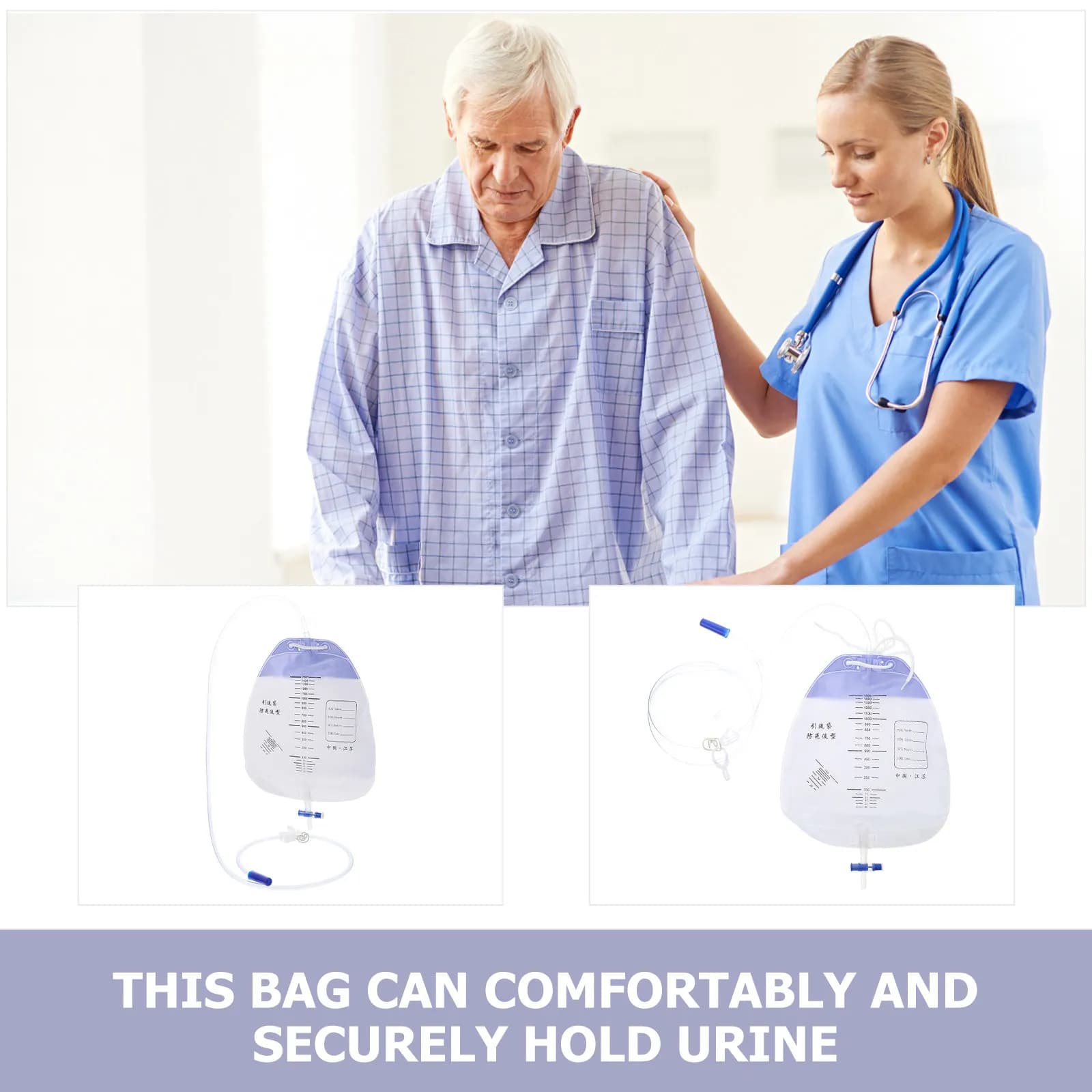 2Pcs PVC Bags Disposable Collection Bags for Non-Ambulatory Patients Odor Containment Leak Resistance Sleep