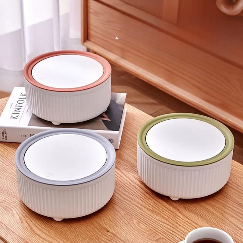 Cestino rotondo con coperchio, cestino bianco con piedino, cestino per carta, contenitore per rifiuti per camera da letto, cucina, bagno, ufficio, soggiorno
