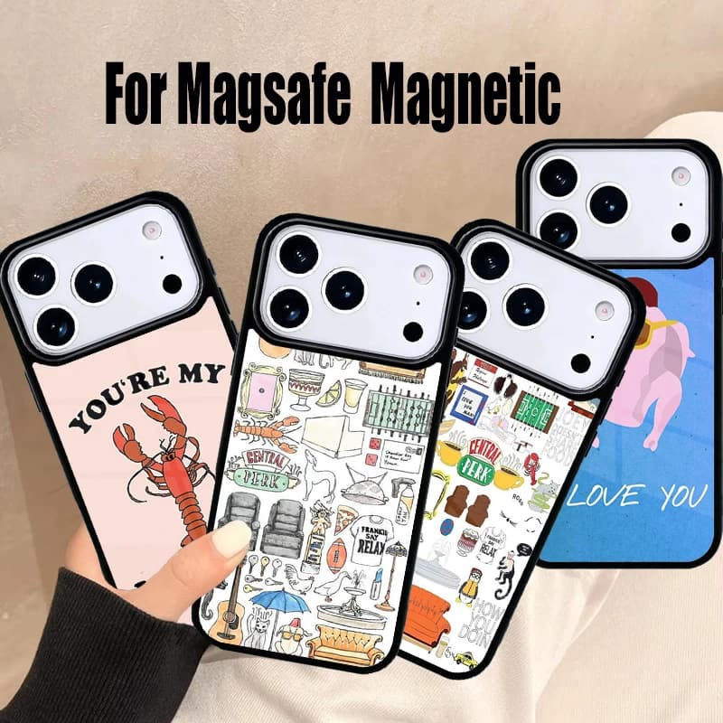Cover Magnetica Wireless Magsafe ICONICA della Serie TV FRIENDS per iPhone 17 Air 16e 15 14 13 12 11 Pro Max Plus