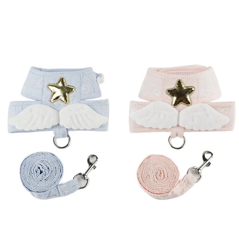 Nuova collana con imbracatura per cani e gatti Articoli per animali domestici Accessori Gilet con ali d'angelo Kawaii, collare con guinzaglio per cuccioli e gattini, personalizzato