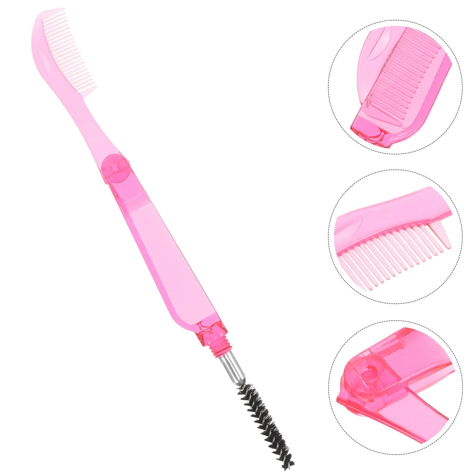 Red Folding Grips for Eyelash 2in1, Double Brush for Mascara and Eyelash Separator, Eyebrow Tool, Essential for Make-up