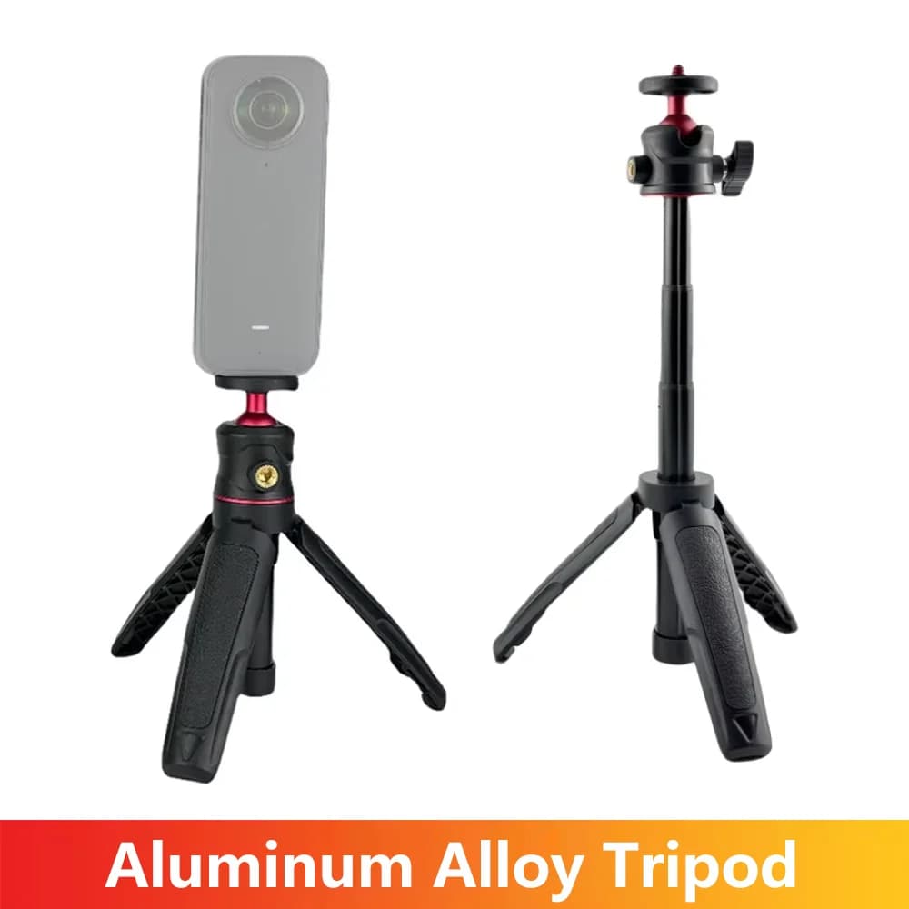 Treppiede da tavolo allungabile in lega di alluminio Testa a sfera girevole Vlog portatile Selfie Stick Impugnatura per GoPro Insta360 DJI SLR