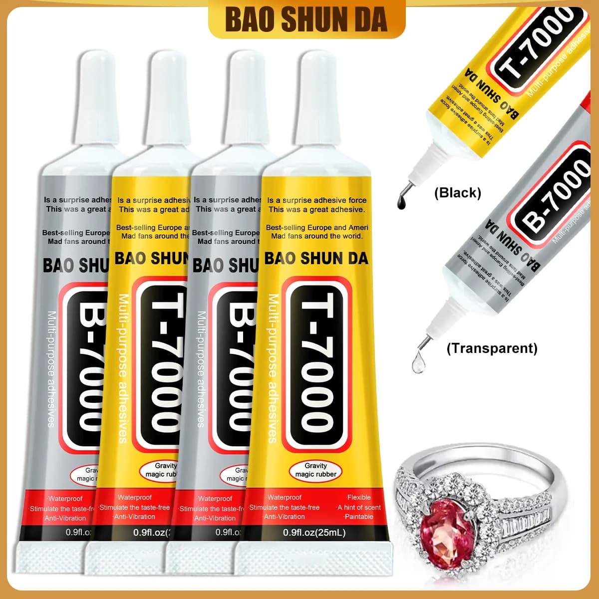 B-7000 25ML adesivo trasparente per riparare telefoni contatti B7000 Colla universale per plastica e vetro Colla per parti fai da te B7000, T7000 Colla super epossidica, adesivo per gioielli e artigianato