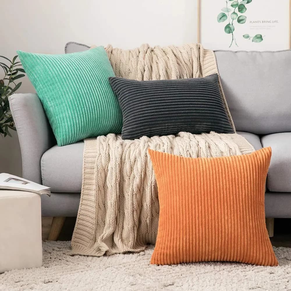 Fodera per cuscino in velluto a coste super morbida, tinta unita o a righe, federa decorativa per divano, letto e arredamento soggiorno