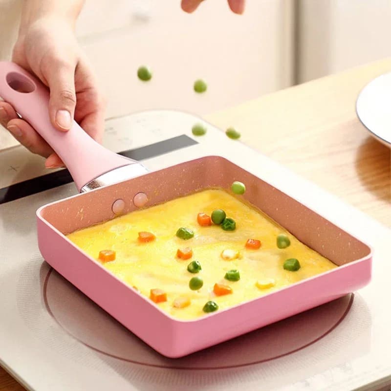 Padella per frittata rettangolare in stile giapponese Tamagoyaki, pietra Maifan antiaderente, manico antiscottatura piccola padella adatta