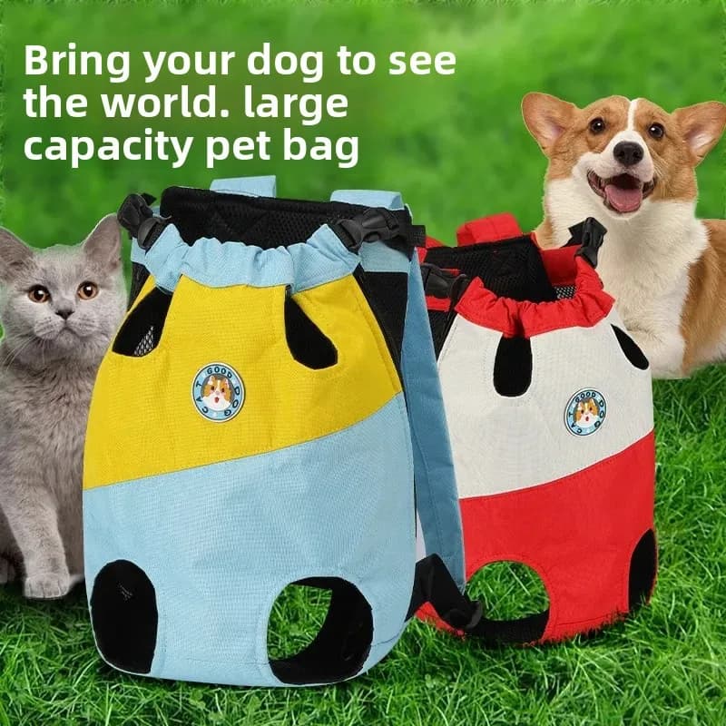 Trasportino per animali domestici sul petto traspirante - Zaino da esterno ammortizzante con design ventilato per escursioni e viaggi di gatti/cani