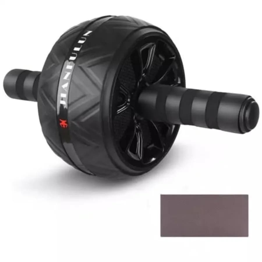 Wheel for Abdominals and Knee Mat for Abdominal Strength Training and Core, Fitness Equipment for Home and Gym, Design Reinforced Black