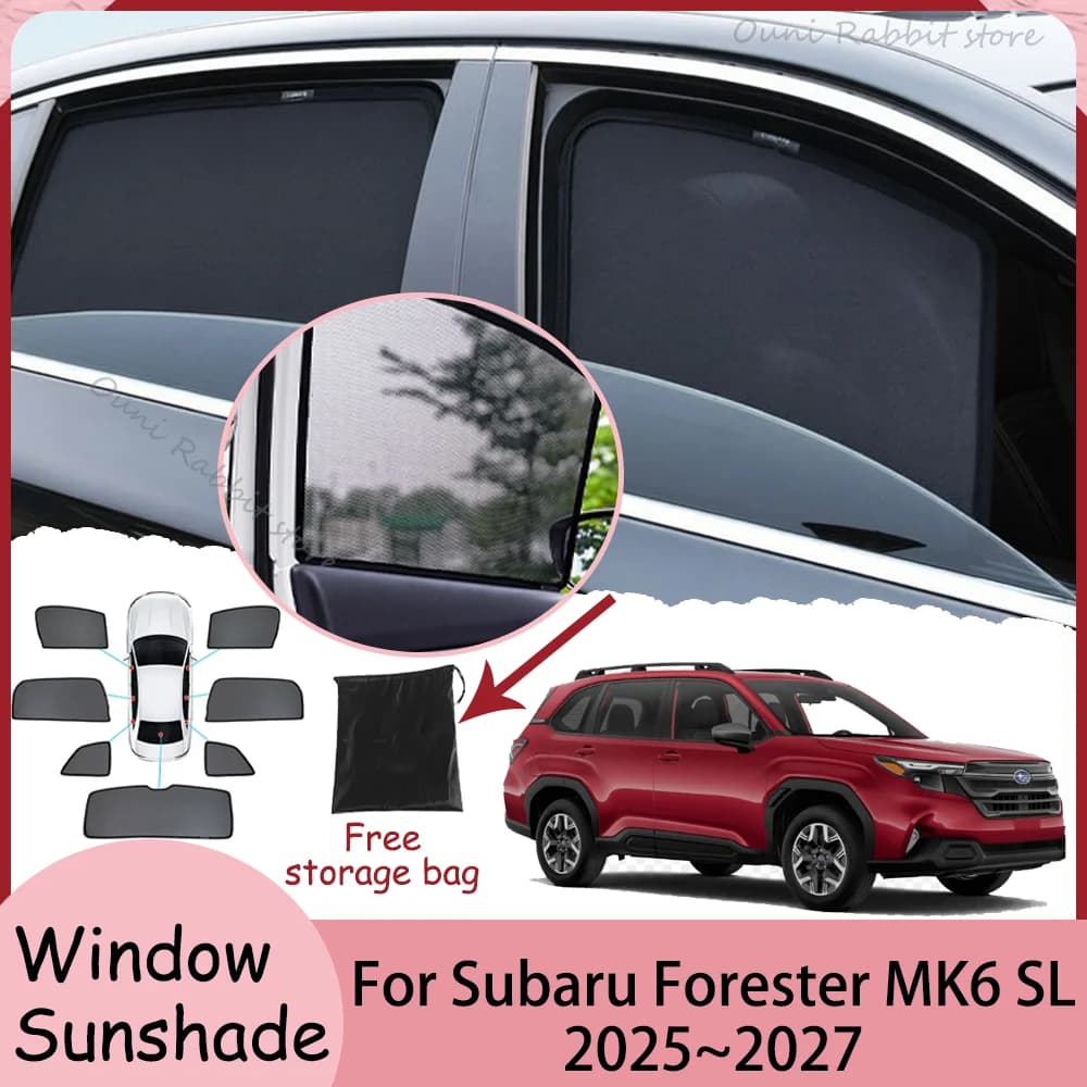 For Subaru Forester MK6 SL 2025~2027 2026 Car Magnetic Mesh Privacy Sunshade Side Window Sun Shade Sunscreen Interior Accessorie