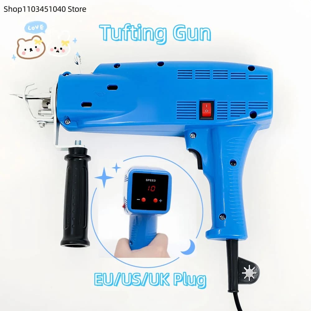 New Gear Embedded Digital Display Blue Tufting Gun 2 in 1 Cut Loop Pile Tear Tools Electric Carpet Fabric Flocking Carpet Machine