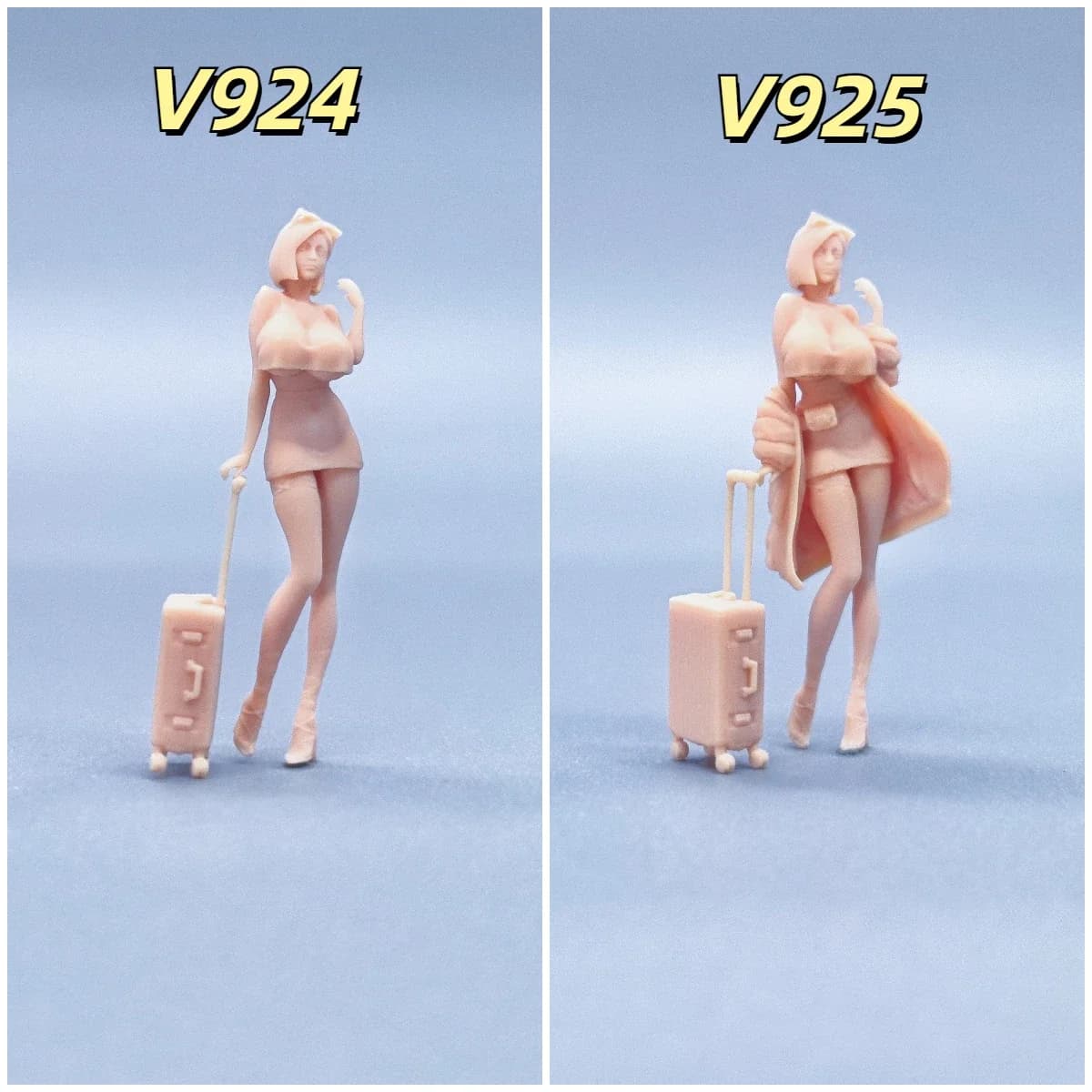 1/64 1/50 1/43 Figurine Modello in scala Cappotto in resina Cinghia Bagagli Femminili Miniature non colorate Diorama Dipinto a mano T924 T925