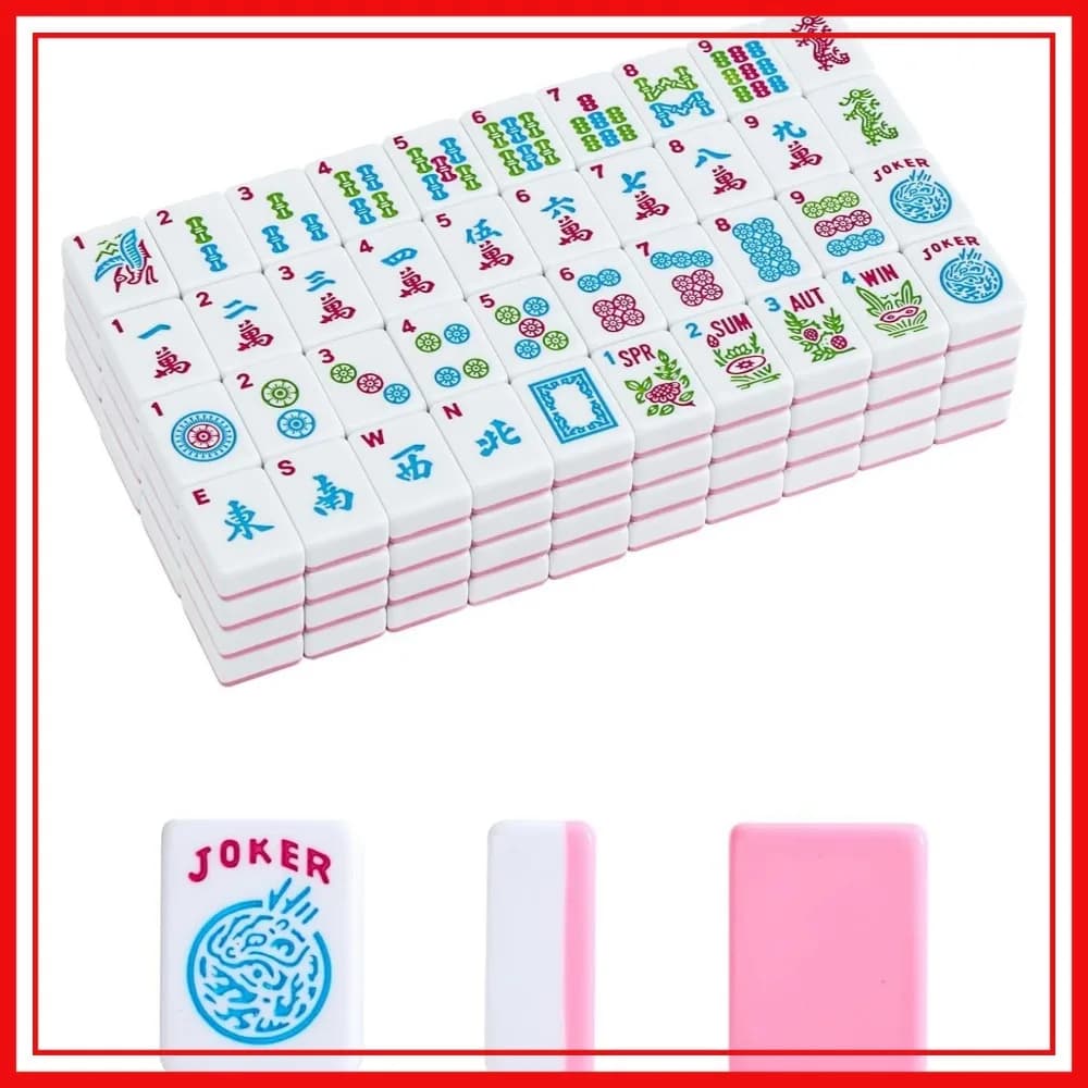 Set di Tessere Mahjong Americano da 1.2 Pollici, 166 Tessere Colore Rosa (Solo Tessere)
