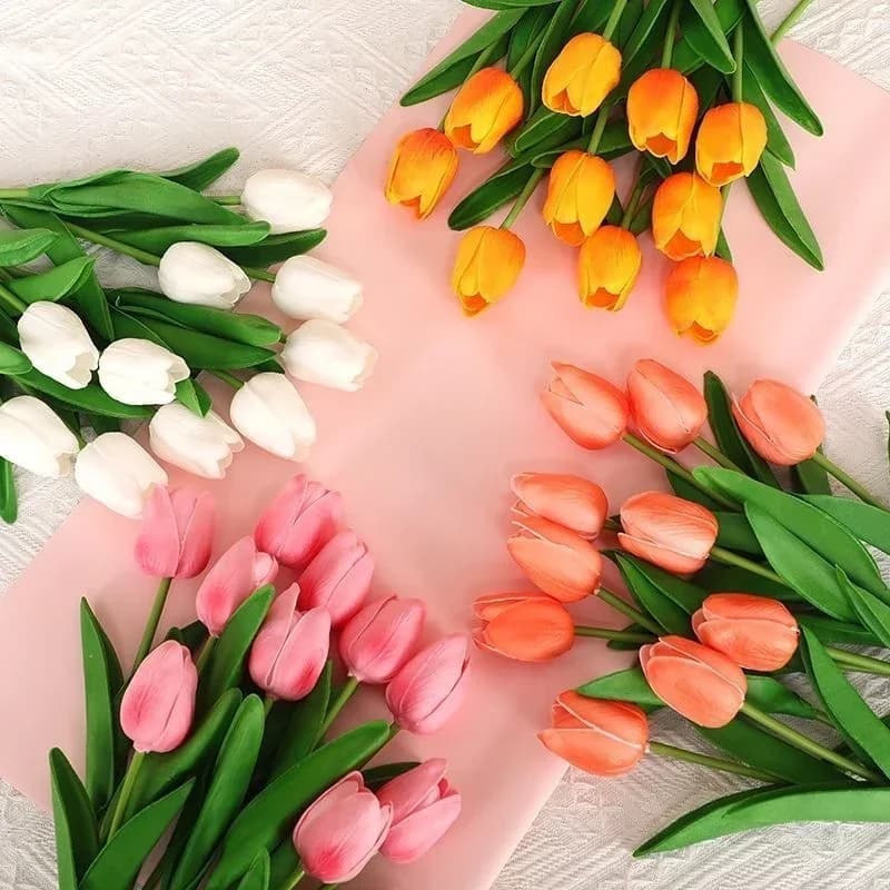 1/3/5PCS Tulipani Fiori artificiali Fiori al tocco reale Bouquet di tulipani Decor Fiori di tulipani finti per decorazioni di nozze domestiche