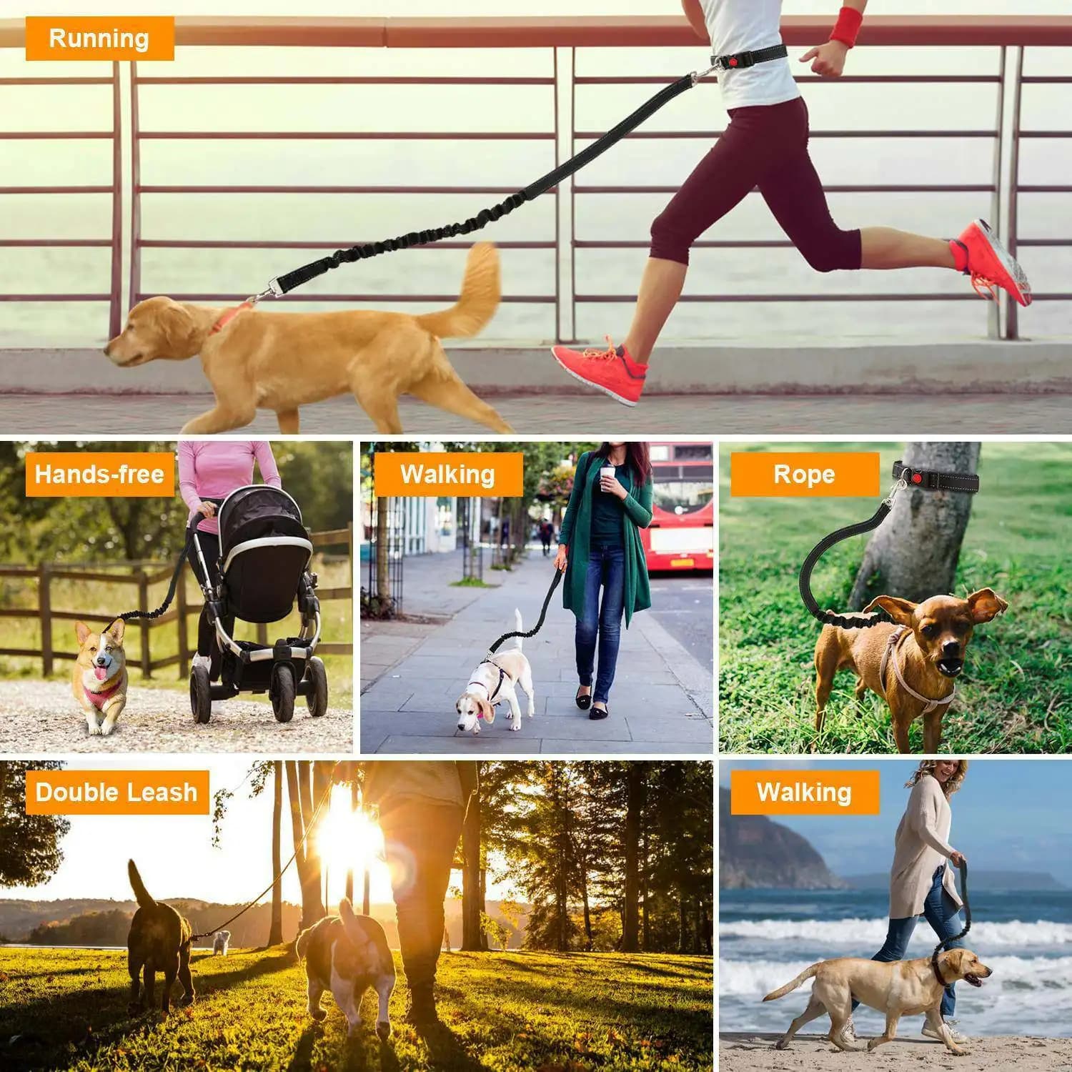 Hands Free Waist Belt Adjustable Dog Leash Short Design Strong Material Easy Use Perfect for Running Hiking Walking Jogging