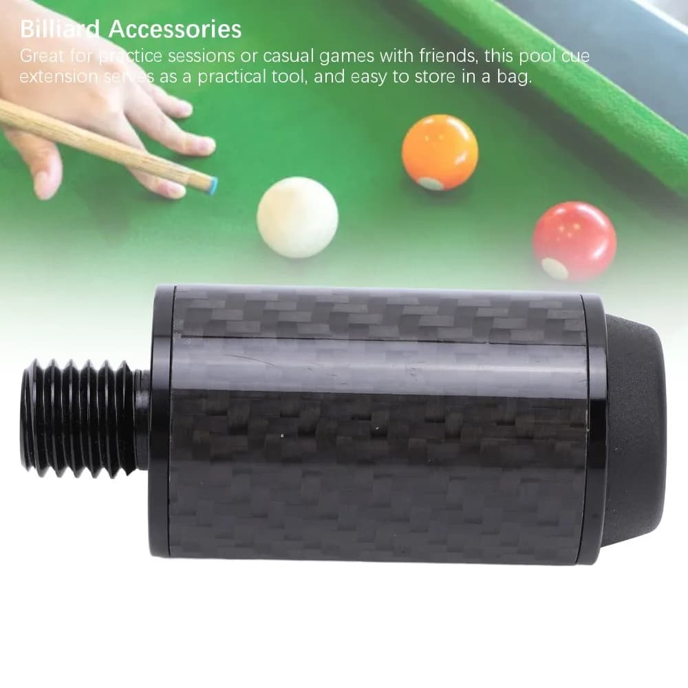 2pcs Carbon Fibre Pool Cue Extension Aluminum Alloy Carbon Fibre Tube Billiard Cue Extender Lightweight Build Compact Short Size