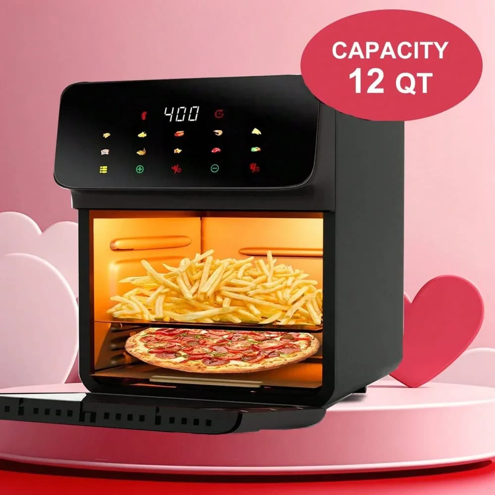 Friggitrice ad Aria, Forno a Convezione 10-in-1 con Funzioni di Girarrosto, Tostatura, Cottura, Arrosto, Riscaldamento e Altro, Touchscreen, Forno Tostapane da 1700W