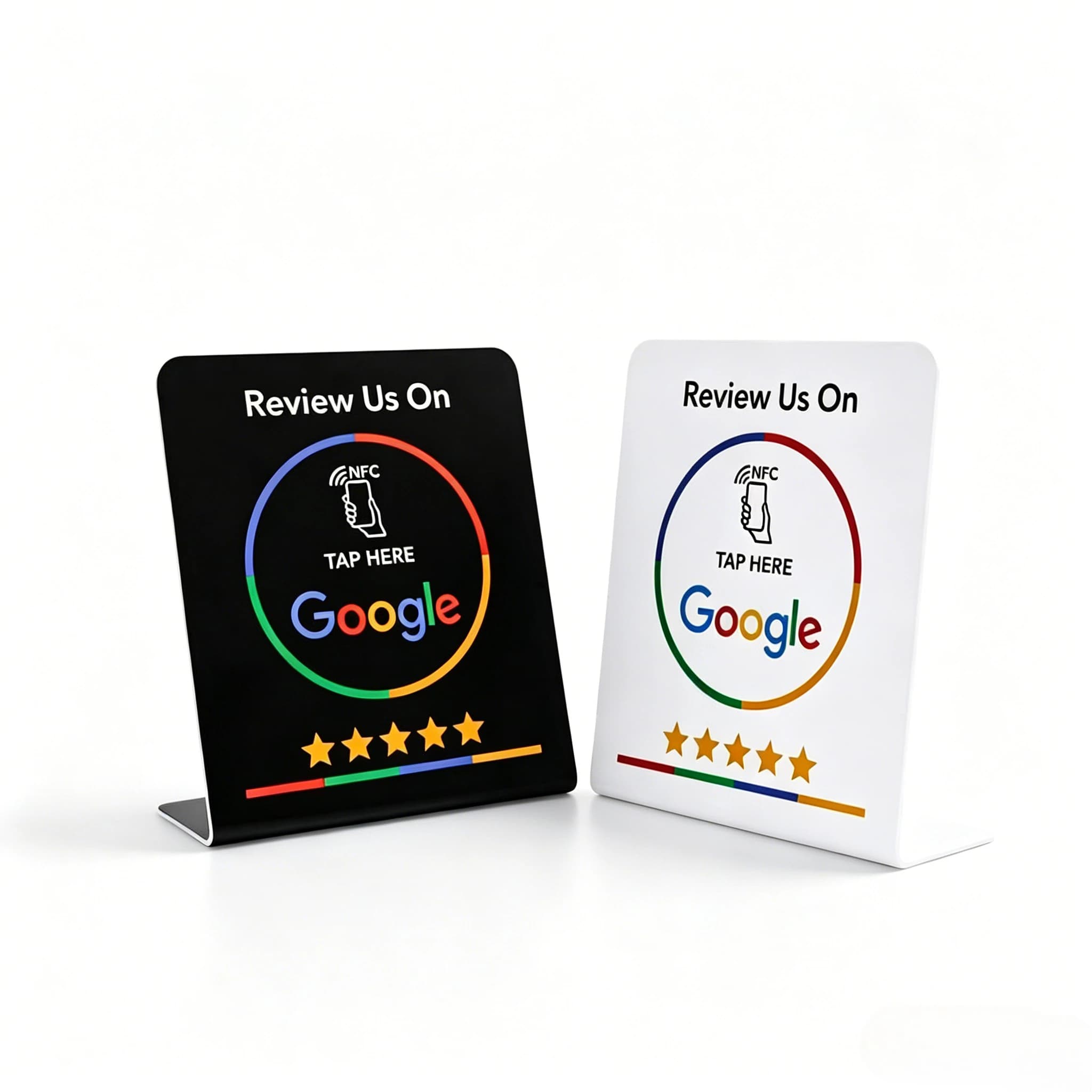 NFC Google Review Card Stand NTAG215 13.56MHz Tap to Review Contactless Table Tent Sign for Restaurant Cafe Bar