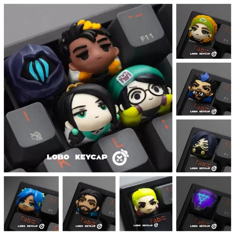 Periferica di gioco VALORANT Tema Cartoon Keycap NEON Valorant Jett Sage Tastiera meccanica in resina personalizzata Singolo ESC Keycap