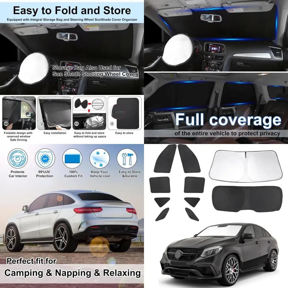 Parasole per parabrezza su misura per Mercedes-Benz Classe GLE 2012-2019, copertura parasole pieghevole, set completo di protezione per la privacy, mantiene