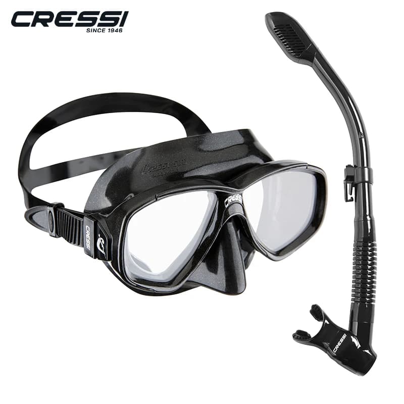 Snorkeling Set Cressi Pearl - Adult underwater mask with dry snorkeling, tempered glass glasses and soft silicone