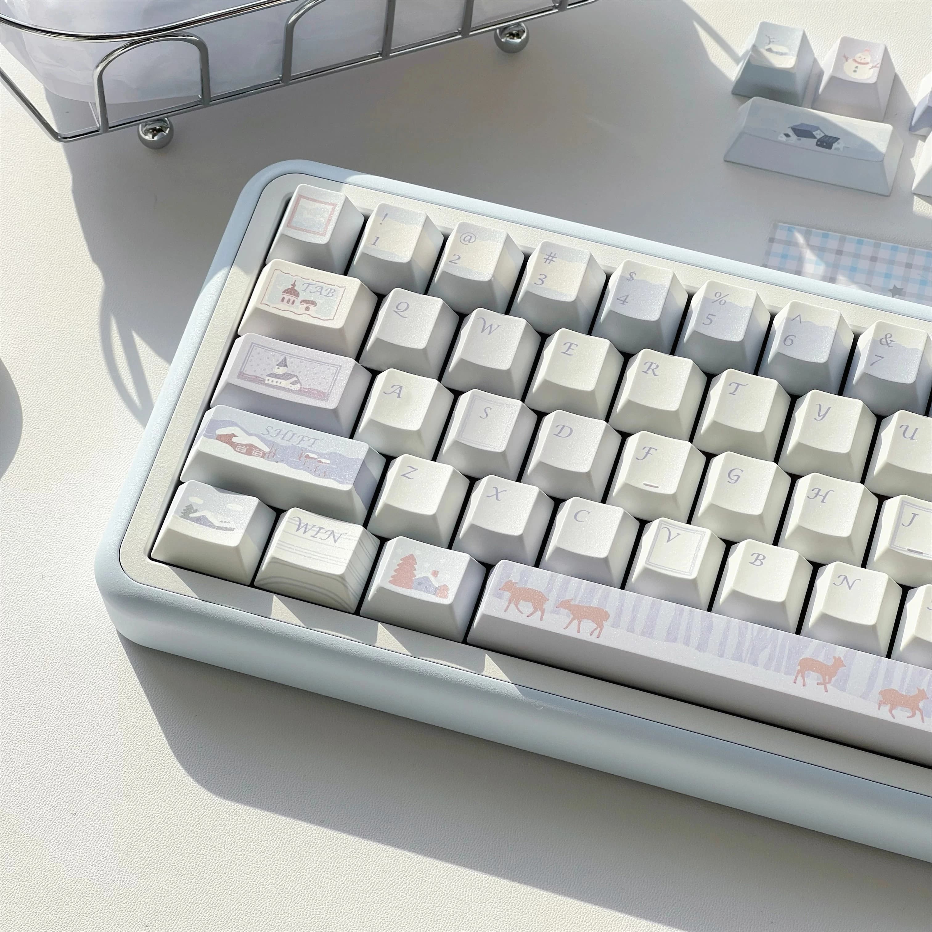 Set di copritasti a tema invernale Snow Plain Profilo Cherry PBT Copritasti originali personalizzati fatti a mano per accessori per tastiera meccanica