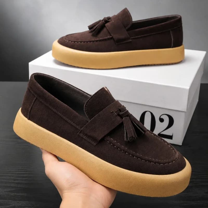 Men's Casual Shoes Platform Loafers Luxury British Style Suede Male Sneakers Slip on Driving Shoes Trend Shallow Men Shoes 2026