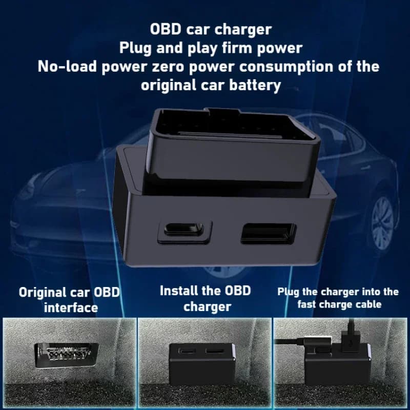 Caricatore OBD nascosto universale USB 18W Type-C PD30W Docking station OBC per accessori per auto caricabatterie rapido Tesla Model Y/3/X/S