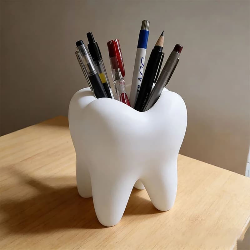 Tooth-Shaped Toothbrush Holder Organizer Pen Holder Plastic Makeup Brush Storage Rack Bathroom Accessories Tool Home Decoration