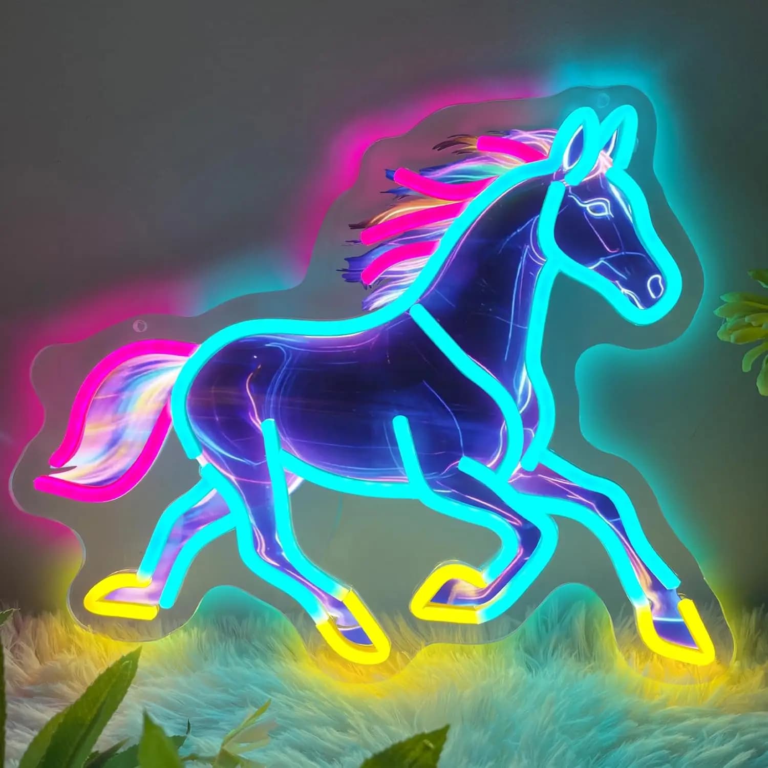 Horse Night Light Neon Sign Decor Lamp Birthday Gifts USB Powered LED Light Bar Gaming Room Kids Room Bedroom Decoration Gift