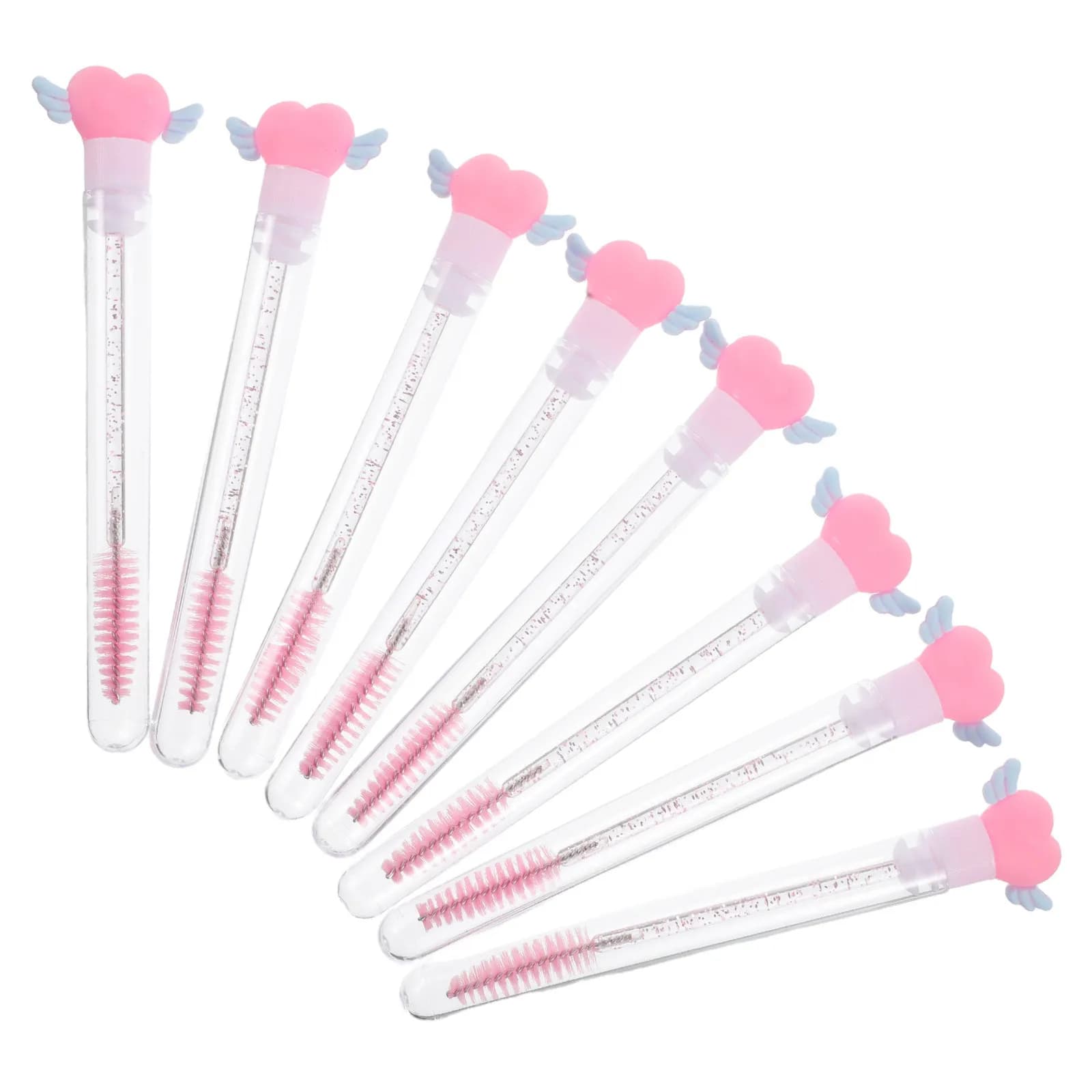 8 Pieces Vacuum Tubes for Mascara with Cleaning Brush, Pink Bacchette Disposable for Extension Eyelashes