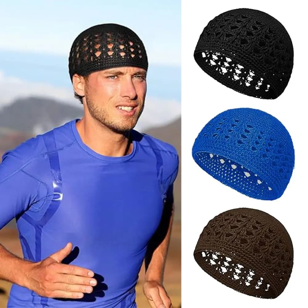 Cappelli Beanie Lavorati a Maglia e Uncinetto alla Moda, Berretto Kufi Elasticizzato Tinta Unita, Cappello Invernale Caldo in Cotone Fatto a Mano