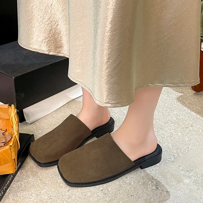 New Women's Semi-Open Baotou Slippers French Style 2026 - Casual Shoes Versatile Retro