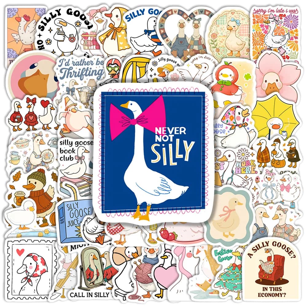 Cute Funny Goose Cartoon Stickers Vinyl Decals Waterproof for Kids DIY Toys Scrapbook Diary Laptop Bottles Luggage Decoration