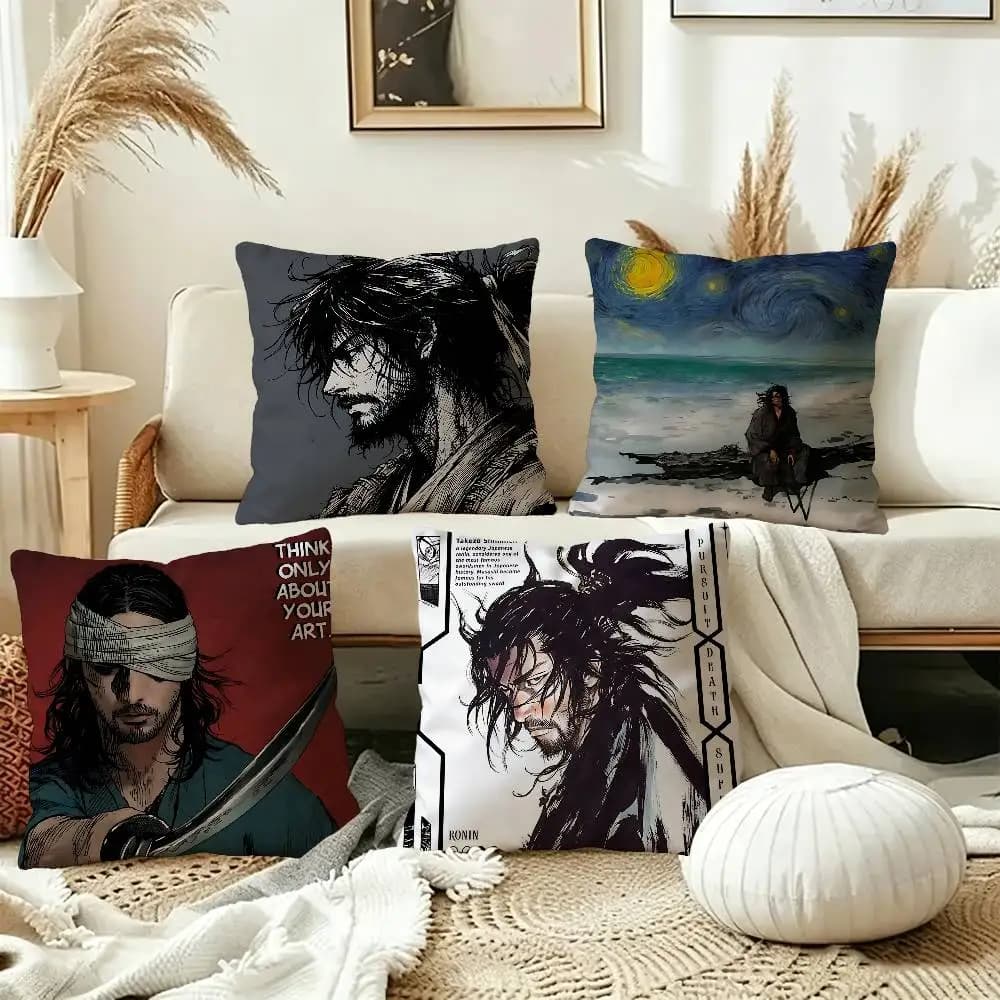 Japanese Samurai Miyamoto Musashi Lucky Dragon pillow cover sofa cushion cover home room decoration children gift